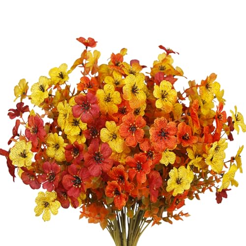 CEWUDA 8 Bündel Künstliche Blumen Herbstblumen für Draußen Innen Künstlich Herbststrauß Kunstblumen Herbst Deko Herbstzweige Seidenblumen Künstliche für Thanksgiving Hochzeit Garten Tisch Dekor von CEWUDA
