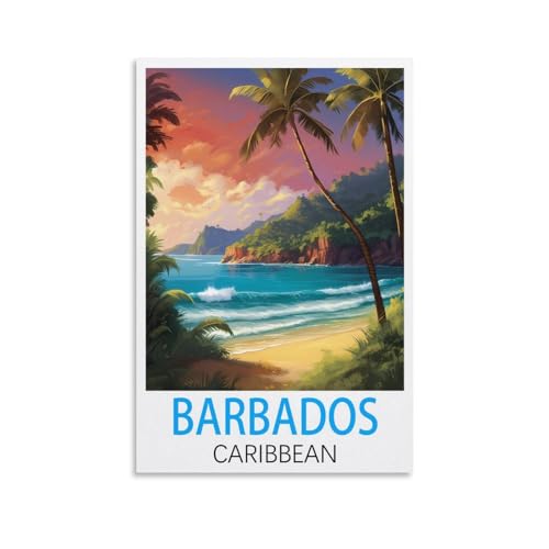 Barbados Karibik-Vintage-Reiseposter, 40 x 60 cm, Leinwand-Kunst, Poster und Wandkunst, Bilddruck, moderne Familienschlafzimmer-Dekoration von CEYHNO