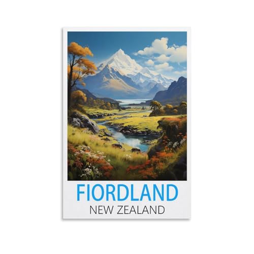 Fiordland Neuseeland Vintage-Reiseposter, 20 x 30 cm, Leinwandkunst, Poster und Wandkunst, Bilddruck, moderne Familienschlafzimmer-Dekoration von CEYHNO