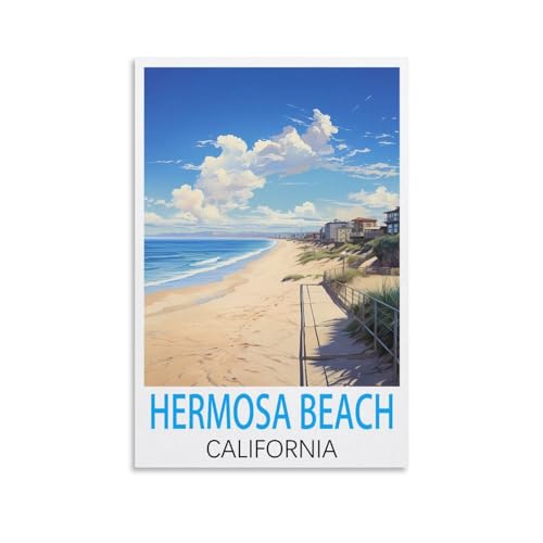 Hermosa Beach California Vintage-Reiseposter, 40 x 60 cm, Leinwandkunst, Poster und Wandkunst, Bilddruck, moderne Familienschlafzimmer-Dekoration von CEYHNO