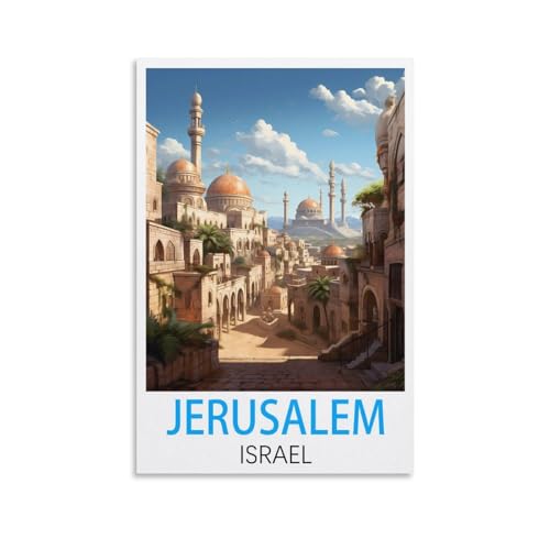 Jerusalem-Israel-Vintage-Reiseposter, 40 x 60 cm, Leinwand-Kunst, Poster und Wandkunst, Bilddruck, moderne Familienschlafzimmer-Dekoration von CEYHNO