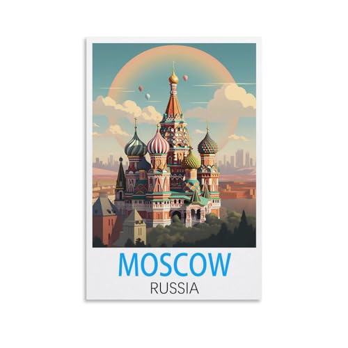 Moskau Russland Vintage-Reiseposter, 50 x 75 cm, Leinwand-Kunst, Poster und Wandkunst, Bilddruck, moderne Familienschlafzimmer-Dekoration von CEYHNO