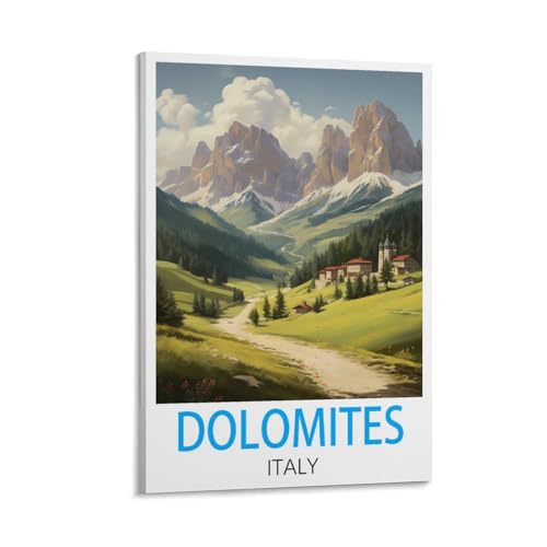 Vintage-Reiseposter mit Dolomiten, Italien, 40 x 60 cm, Leinwandkunst, Poster und Wandkunst, Bilddruck, moderne Familienschlafzimmer-Dekoration von CEYHNO