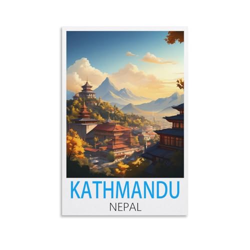 Vintage-Reiseposter von Kathmandu, Nepal, 50 x 75 cm, Leinwand-Kunst, Poster und Wandkunst, Bilddruck, moderne Familienschlafzimmer-Dekoration von CEYHNO