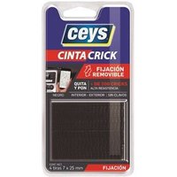 Selbstklebendes kontaktverschlussband tack Ceys crick 25 mm x 7 cm schwarz 4 stück - 507523 von CEYS