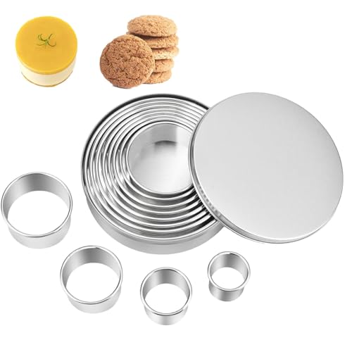 12 Stück Rund Ausstechformen, Plätzchen Ausstecher Rund, Ringe Keksausstecher, Kreis Gebäck Ausstecher, Für DIY Gebäck Utensilien,Edelstahl Cookie Cutter Für Kuchen,Kekse Und Donuts von CEZKFH