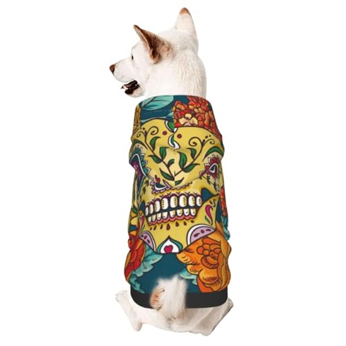 Hunde-Kapuzenpullover im Vintage-Stil mit Totenkopf-Diamanten und Blumen, Tag der Toten, für kleine, mittelgroße Hunde, Katzen, Kätzchen von CFAN