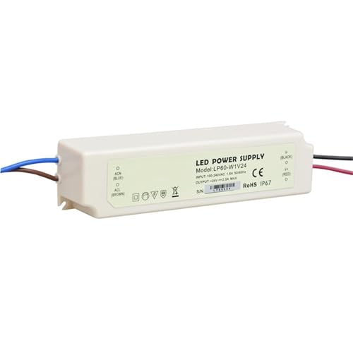 24V 2A LED Switch Mode Power Supply Unit 60W Waterproof IP67 White Plastic Enclosure AC-DC Lighting Transformers Drivers(No Logo) von CFCPLVMUD