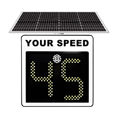 24"x24'' Solarbetriebenes Radar-Feedback-Schild, Aluminiumgehäuse, LED-Radar-Geschwindigkeitsbegrenzungsschild, Geschwindigkeitsanzeigeschild, Einstellbare Geschwindigkeitsbegrenzung, IP 65(White) von CFDZCP