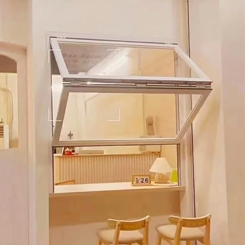 Aluminiumfenster Aus Gehärtetem Glas For Den Food Truck-Service, Faltbares, Doppelt Aufgehängtes Konzessionsfenster Mit Bis Zu 85 Grad Öffnung, Regenwasserbeständig(White,28x38in(71.1x96.5cm)) von CFDZCP