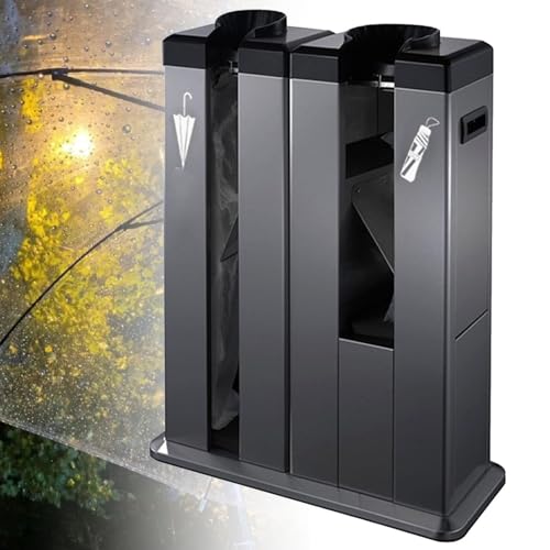 CFDZCP Automatischer Regenschirm-Verpackungsautomat for Nasse Regenschirme, Regenschirm-Verpackungsmaschine for Den Innenbereich, Spenderhalterständer Aus Edelstahl Mit Doppelschlitzen(Black) von CFDZCP