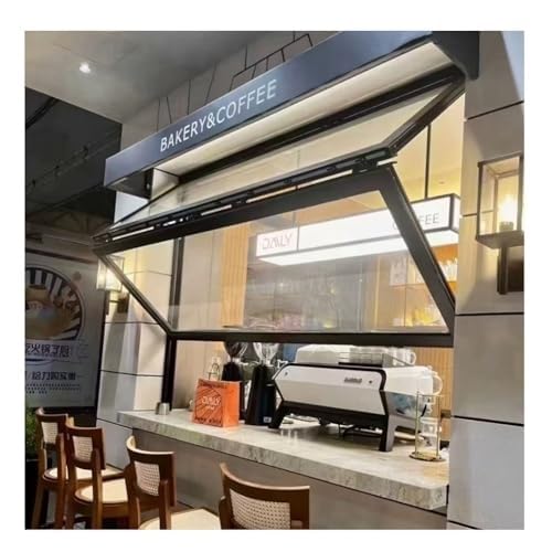 Konzessionsfenster, Food-Truck-Service Aus Aluminiumlegierung Mit Horizontalen Schiebefenstern, 80° Klappbar For Flächenbündiges Schiebefenster Im Geschäft(60x70 cm) von CFDZCP