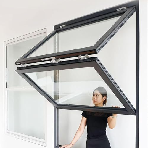 Konzessionsfenster Mit Aluminiumrahmen Und Glas Und Schlössern, Vertikal Faltbare Servierfenster For Imbisswagen For Blumencafés, Eingebettete Installation(21.6x27.5in/55x70cm) von CFDZCP