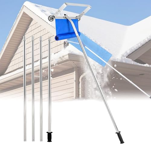 schneeschaufel Dach-Schneerechen Mit Rädern Und Verstellbarem Griff, Schneeschaufel Aus Aluminium, Schneefräse Über Kopf, Verlängerte Schneepflüge, Kann Schnee Schnell Vom Dach Räumen von CFDZCP