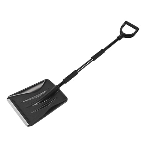 schneeschaufel Schneeräumschaufel Aus Edelstahl, Schneeschaufel Mit Einziehbarem Griff, Tragbares Schneeräumwerkzeug, Geeignet for Einfahrt, Camping, Schneemannbau(Black) von CFDZCP