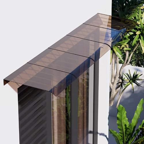 türmarkisen Außen Klare, Regendichte Dachmarkise, Vordachmarkise for Die Haustür, Regenschutz for Gebogene Fenster, Polycarbonat-Dachplatte, UV-beständig, for Im Freien(Brown,40x240cm/16 x94) von CFDZCP