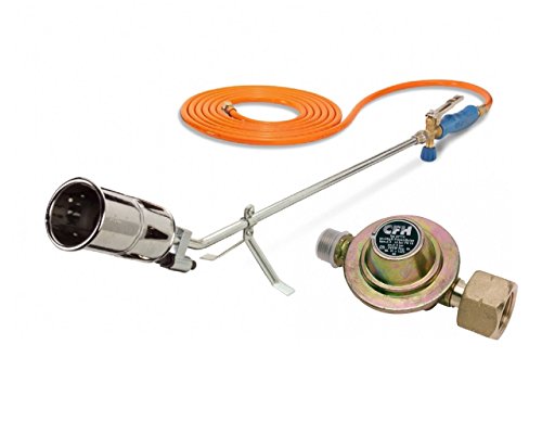 CFH Abflammgerät PZ 6000 Unkrautbrenner inkl. 5 m Gasschlauch 3/8" links + Druckregler DR114 von CFH