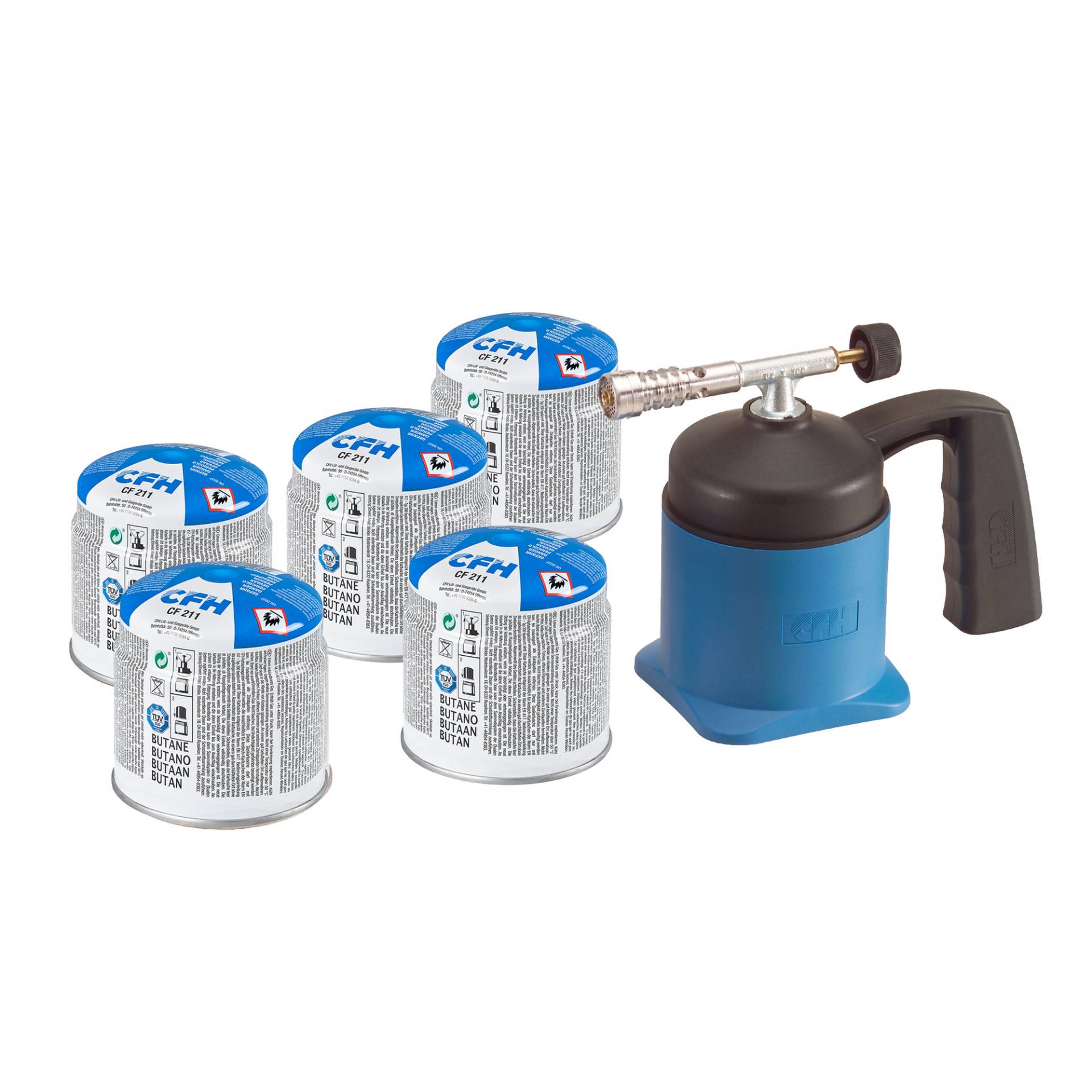 CFH Lötlampe 'LM 1000' blau/schwarz 650 °C, inkl. 5 Kartuschen CFH Lötlampe 'LM 1000' blau/schwarz 650 °C, inkl. 5 Kartuschen von CFH