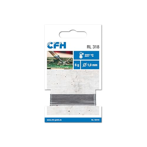 CFH Radiolot RL 318 – Lötzinn Ø 1,0 mm, 6 g, flussmittelgefüllt, bleifrei, Lot für Feinlötungen, Klempnerarbeiten, Fernmeldebau und allgemeine Lötarbeiten, hochwertige Qualität, Made in Germany CFH Radiolot RL 318 – Lötzinn Ø 1,0 mm, 6 g, flussmittelgefüllt, bleifrei, Lot für Feinlötungen, Klempnerarbeiten, Fernmeldebau und allgemeine Lötarbeiten, hochwertige Qualität, Made in Germany von CFH