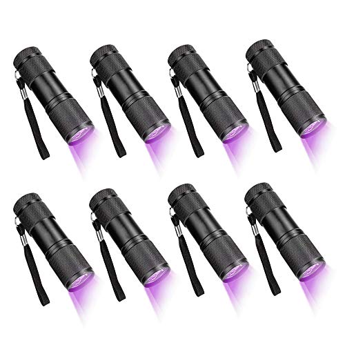 CFIKTE UV-Taschenlampe, Schwarzlicht, UV-Licht, 9 LEDs, Schwarzlicht, Haustier-Urin- und Flecken-Detektor auf Kleidung, Teppich, Teppich (8 Stück) von CFIKTE