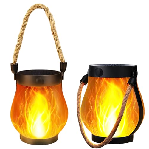 Flammen-Solarlaterne, Außenleuchten, 1500 mAh, Außenlaternen für Garten mit Flammeneffekt, wiederaufladbar, IPX4 hängende Solarleuchten, Campinggarten für Außentisch, Terrasse, Balkon, Innenhof (2) Flammen-Solarlaterne, Außenleuchten, 1500 mAh, Außenlaternen für Garten mit Flammeneffekt, wiederaufladbar, IPX4 hängende Solarleuchten, Campinggarten für Außentisch, Terrasse, Balkon, Innenhof (2) von CFITANK