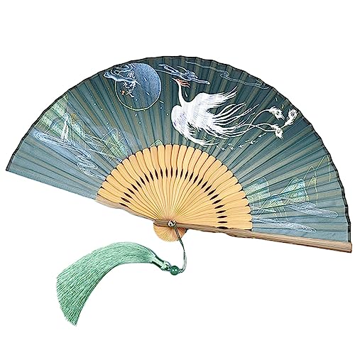 CFLNYC Dekorativer gefalteter Handfächer mit Phoenix-Muster im chinesischen Stil, Faltbare Fächer mit Bambusrahmen, for Festival-Tanzpartys von CFLNYC