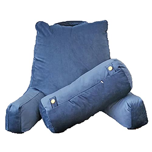 CFMZ Lesekissen für Bett Rückenkissen Sofa, Lesekissen Buchkissen Lesehilfe mit Abnehmbarem Nackenrolle, Multifunktionales Fest Lendenkissen mit Armlehnen Blau von CFMZ