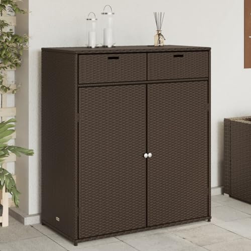 CFODOJ Aufbewahrungsboxen für den Außenbereich - Hausgarten - Aufbewahrungsschrank braun 105x55x113cm Polyrattan von CFODOJ