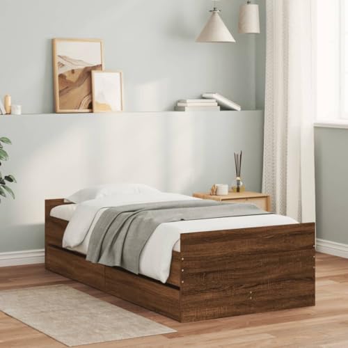 CFODOJ Betten & Zubehör,Betten & Bettrahmen-Home-Bettgestell mit Schubladen ohne Matratze, Braun Eiche, 90x190 cm, Einzelbett CFODOJ Betten & Zubehör,Betten & Bettrahmen-Home-Bettgestell mit Schubladen ohne Matratze, Braun Eiche, 90x190 cm, Einzelbett von CFODOJ