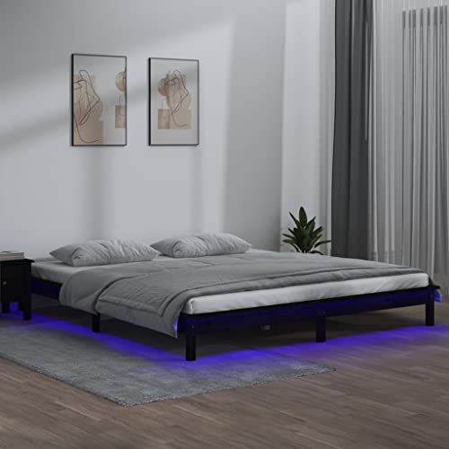 CFODOJ Betten & Zubehör,Betten & Bettrahmen-Home-LED-Bettrahmen ohne Matratze, schwarz, 120x190 cm, kleines Doppelbett, Massivholz CFODOJ Betten & Zubehör,Betten & Bettrahmen-Home-LED-Bettrahmen ohne Matratze, schwarz, 120x190 cm, kleines Doppelbett, Massivholz von CFODOJ