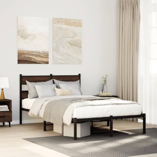 CFODOJ Bettgestell ohne Matratze mit Kopfteil Braun Eiche 120x190 cm Kleines Doppelbett CFODOJ Bettgestell ohne Matratze mit Kopfteil Braun Eiche 120x190 cm Kleines Doppelbett von CFODOJ