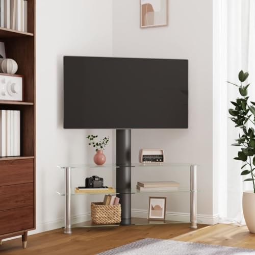CFODOJ Entertainment Centers & TV-Ständer-Home-Corner TV-Ständer 3-stöckig für 81.3-178.8 cm Schwarz und Silber von CFODOJ