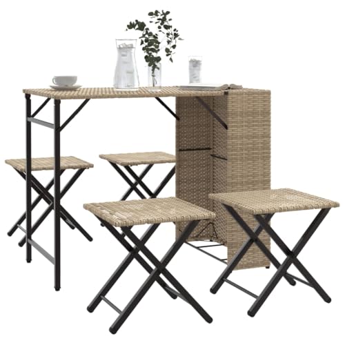 CFODOJ Gartenmöbel-Set für den Außenbereich, faltbar, Polyrattan, 5-teilig von CFODOJ