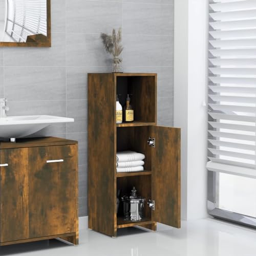 CFODOJ Haus & Garten, Möbel-Badschrank, Räuchereiche, 30 x 30 x 95 cm, Holzwerkstoff von CFODOJ