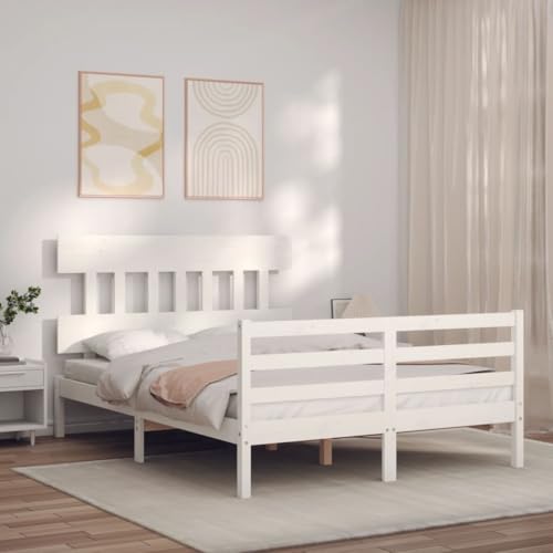 CFODOJ Haus & Garten, Möbel-Bettgestell ohne Matratze, weiß, kleines Doppelbett, Massivholz CFODOJ Haus & Garten, Möbel-Bettgestell ohne Matratze, weiß, kleines Doppelbett, Massivholz von CFODOJ