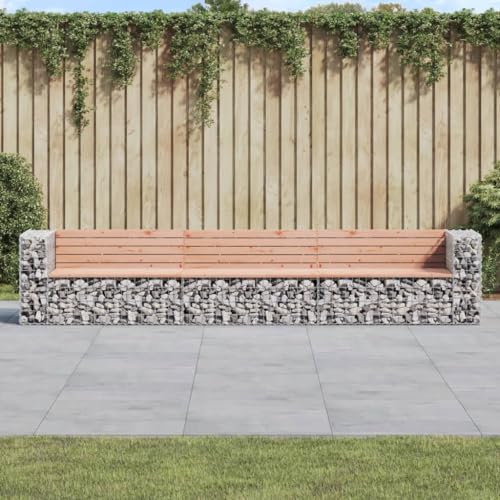 CFODOJ Haus & Garten, Möbel-Gartenbank Gabion Design 347x71x65,5 cm Massivholz Douglas von CFODOJ