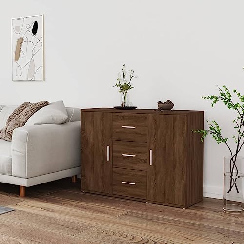 CFODOJ Haus & Garten, Möbel-Sideboard Braun Eiche 91x29,5x65cm Holzwerkstoff von CFODOJ