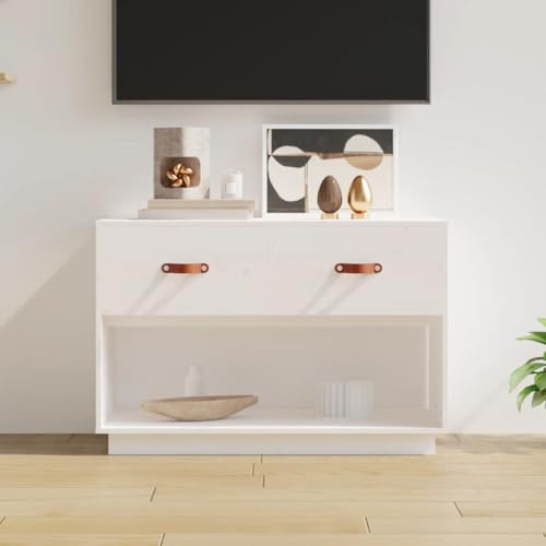 CFODOJ Haus & Garten, Möbel-TV-Schrank, weiß, 90 x 40 x 60 cm, Kiefer Massivholz von CFODOJ