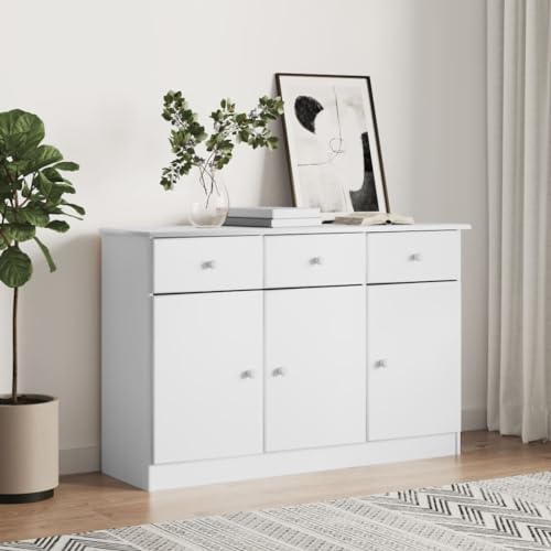 CFODOJ Haus & Garten Möbel-Sideboard ALTA weiß 112x35x73cm Massivholz Kiefer von CFODOJ