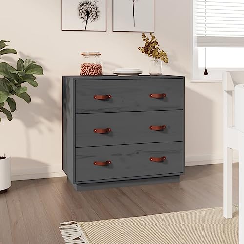 CFODOJ Haus & Garten Möbel-Sideboard grau 80x40x75 cm Massivholz Kiefer von CFODOJ