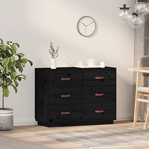 CFODOJ Haus & Garten Möbel-Sideboard schwarz 100x40x75 cm Massivholz Kiefer von CFODOJ