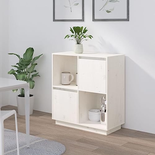 CFODOJ Haus & Garten Möbel-Sideboard weiß 74x35x80 cm Massivholz Kiefer von CFODOJ