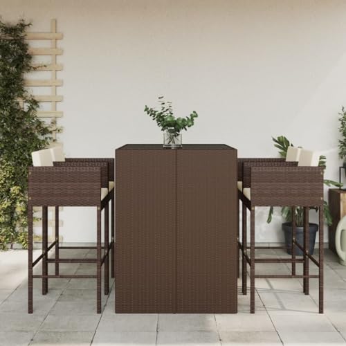 CFODOJ Home & Garden,Furniture-5-teiliges Gartenbar-Set mit Kissen, braunes Polyrattan CFODOJ Home & Garden,Furniture-5-teiliges Gartenbar-Set mit Kissen, braunes Polyrattan von CFODOJ