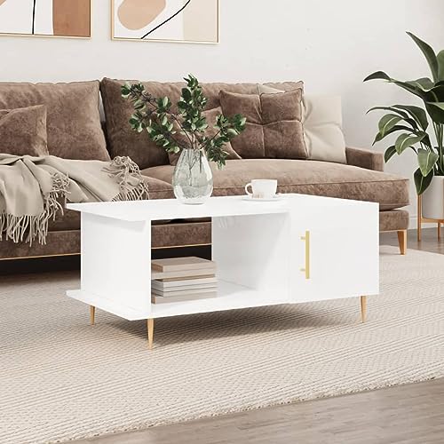 CFODOJ Home & Garden,Furniture-Coffee Table High Gloss White 90x50x40cm Engineered Wood von CFODOJ