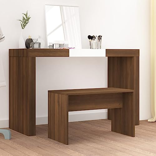CFODOJ Home & Garden,Furniture Dressing Stool Brown Oak 70x35x45cm Engineered Wood von CFODOJ