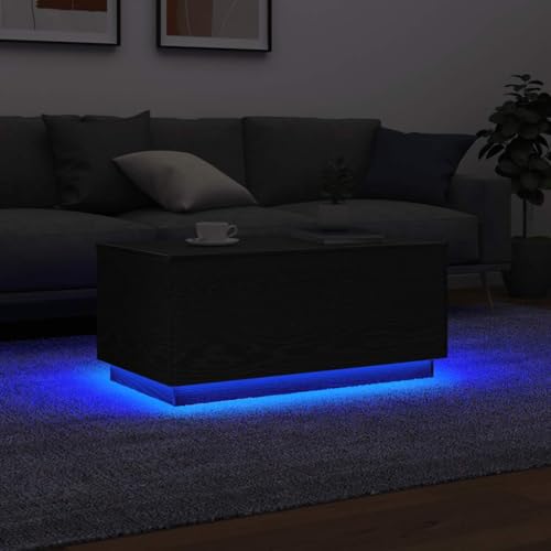 CFODOJ Home & Garden,Möbel-Coffee Tisch mit LED-Lichtern Schwarze Eiche, 90 x 50 x 40 cm von CFODOJ