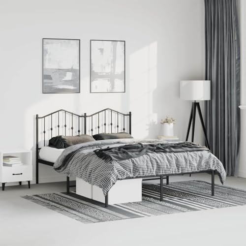 CFODOJ Home & Garden,Möbel-Metallbettrahmen ohne Matratze mit Kopfteil schwarz 135x190cm von CFODOJ