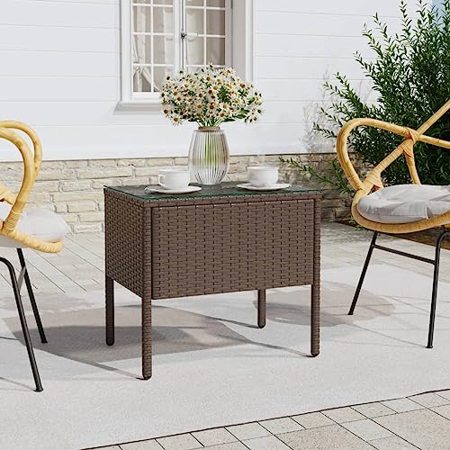 CFODOJ Home & Garden Möbel-Beistelltisch, braun, 53 x 37 x 48 cm, Polyrattan und gehärtetes Glas CFODOJ Home & Garden Möbel-Beistelltisch, braun, 53 x 37 x 48 cm, Polyrattan und gehärtetes Glas von CFODOJ