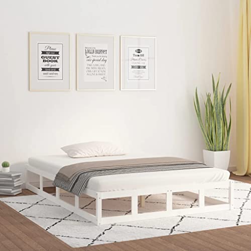 CFODOJ Home & Garden Möbel-Bettgestell ohne Matratze weiß 120x190 cm kleines Doppelbett Massivholz von CFODOJ