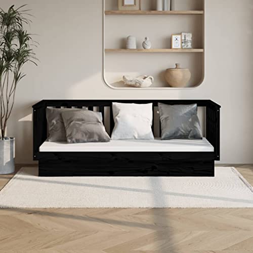 CFODOJ Home & Garden Möbel-Tagesbett ohne Matratze schwarz 75x190 cm kleines Einzelbett Massivholz Kiefer von CFODOJ